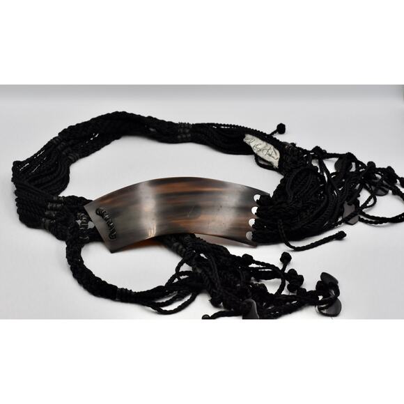 Vintage LEILA LARKIN Designer Signed Belt Leather & Tortoise Shell - Picture 6 of 7